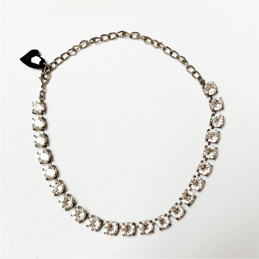Y2K Clear Round 22 CZ Stones Choker Necklace Elegant Eveningwear Formal Glam